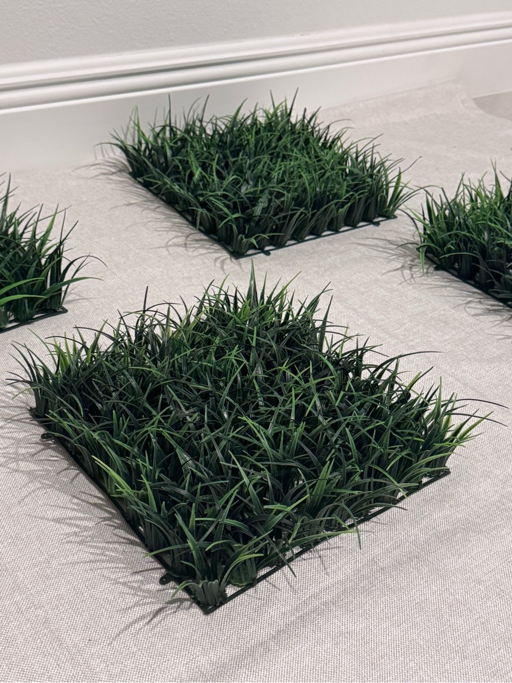 4 squares Artificial Grass Patch - Green Decorative Turf Squares